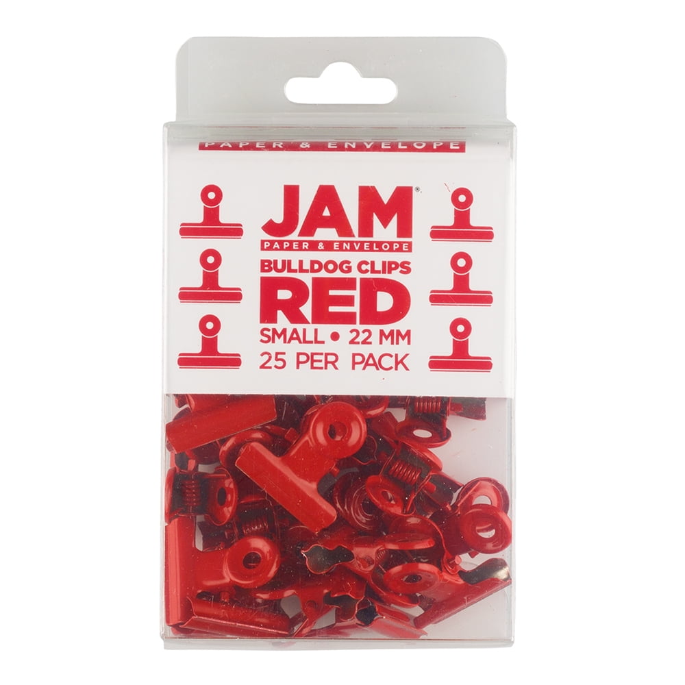 JAM Bulldog Clips, Small, 22mm, Red, 25/Pack