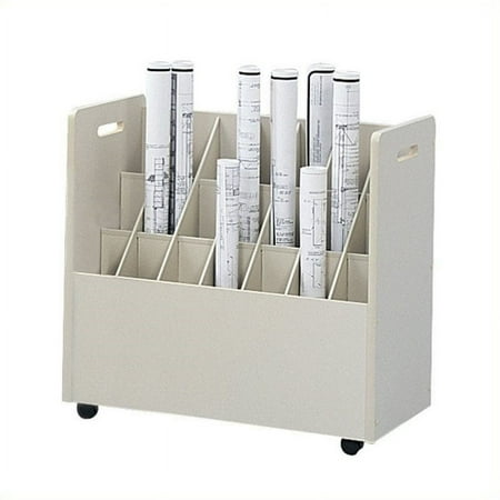 UPC: 0073555304305 | Safco 21 Compartment Mobile Wood Roll Files Organizer in Putty