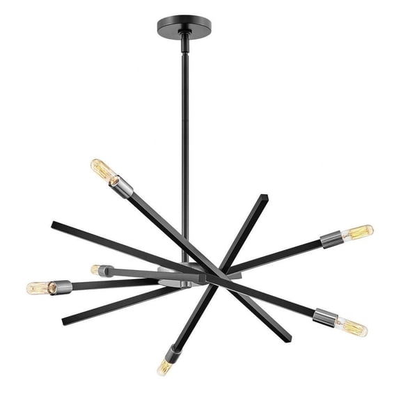 6 Light Medium Chandelier in Modern-Scandinavian Style 26 inches Wide By 26 inches High-Satin Black Finish Bailey Street Home 81-Bel-3087833