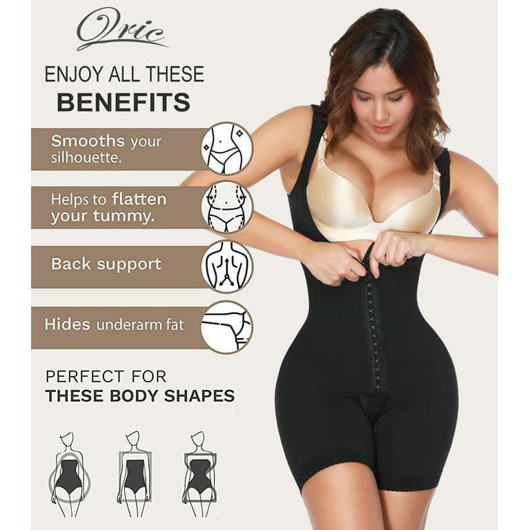 QRIC Shapewear for Women Tummy Control Fajas Colombianas Body Shaper Open  Bust Bodysuit for Women Waist Trainer (S-3XL) 