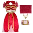 thumbnail image 2 of Fozruso 2 Piece Outfit Sets Handmade Children Girl Belly Dance Kids Belly Dancing Dance Cloth,8-9 Years(Red), 2 of 3