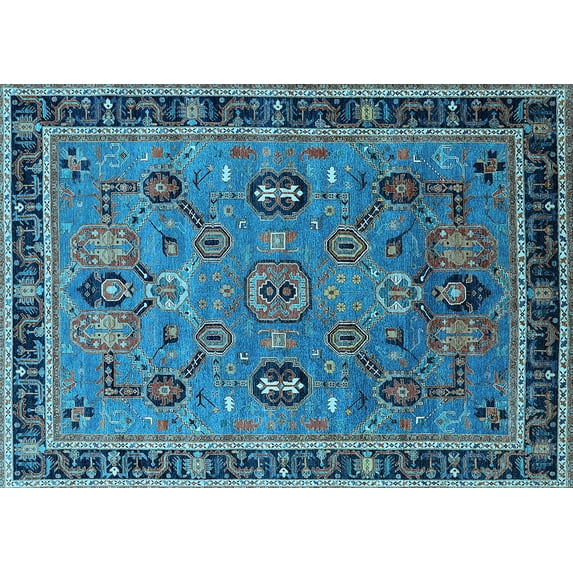 Ahgly Company Indoor Rectangle Oriental Light Blue Traditional Area Rugs, 8' x 10'