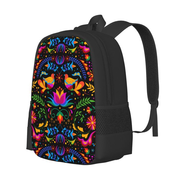 Easygdp Mexican Flower Traditional1 Mochila de Gran Capacidad Minimalista Ideal para Escuela, Viajes y Uso Diario