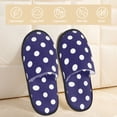 thumbnail image 2 of Slippers for Women, navy blue polka dots Womens Slippers Fuzzy Winter House Shoes, Soft Anti-Skid Slippers Indoor and Outdoor, 2 of 7