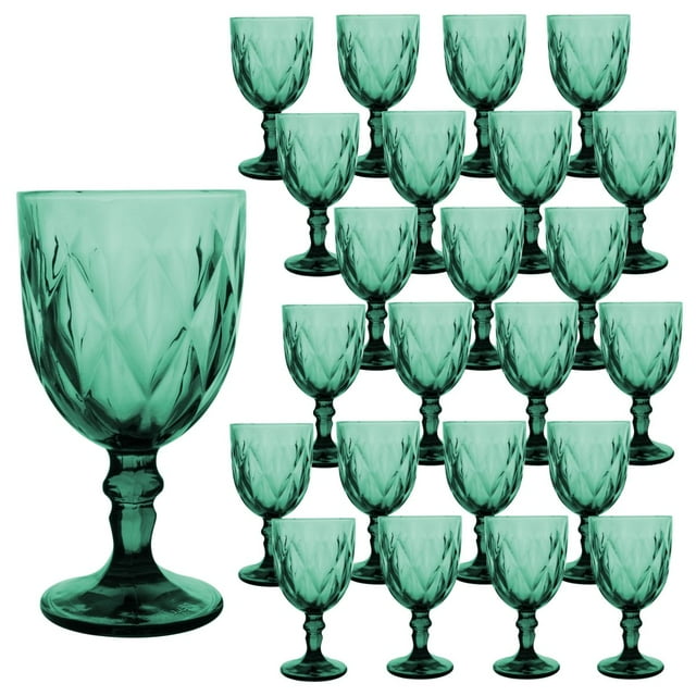 Juego 24 Copas de Vidrio Cristal para Champaña Vino Agua Color Verde