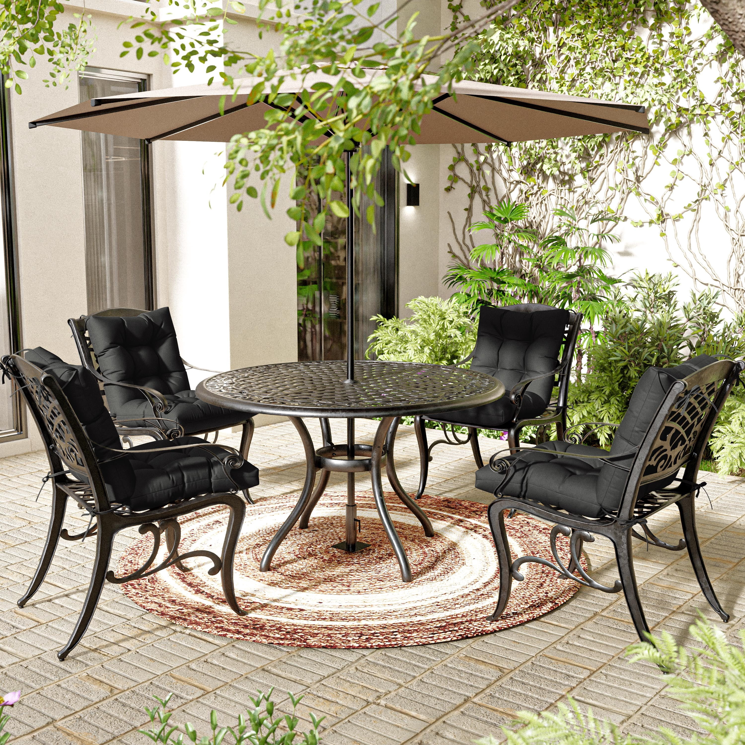 Kimunuk Outdoor Chair Cushions Set of 2, 42 x 21 x 5 in Non Slip Porch Swing Cushion Seat Back Cushions with Ties for Indoor Patio Rocking Chair, Black