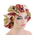 thumbnail image 4 of Bonnet Cap Floral Print African Style Satin Polyester Comfortable Hair Care Hat for Daily Wear, 4 of 8
