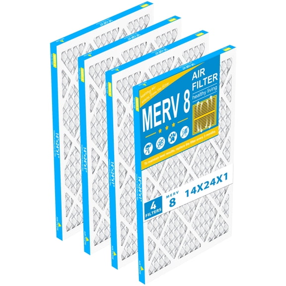 AMI PARTS 14X24X1 Pleated MERV8 Air Filter HVAC Furnace, for Allergen Defense,4 Filters