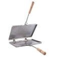 thumbnail image 3 of Aluminum Flip Pan Toaster Snack Maker, Wooden Handles Stove Top Hot Sandwich Maker, Camping Toast Maker, 3 of 4