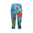 thumbnail image 4 of BADHUB Women's Floral Printed Capri Leggings Elastic High Waist Casual Leggings Pants Stretchy Tight Pants Lounge Workout Yoga Capris Pants, 4 of 5