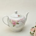 thumbnail image 3 of STP GOODS English Rose Porcelain Teapot in Gift Box 40.6 fl oz (1.2 L) Floral Kitchen Teapot for Loose Tea Tea Pot Tea Brewer Tea and Coffee Pot Kettle for Blooming Teas, White Pink, 3 of 4