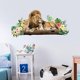 thumbnail image 4 of 1 juego de pegatinas de pared de león, coloridas familias de leones, cachorros, plantas tropicales, flores, pegatinas de pared, animales de safari en la jungla, 4 of 8