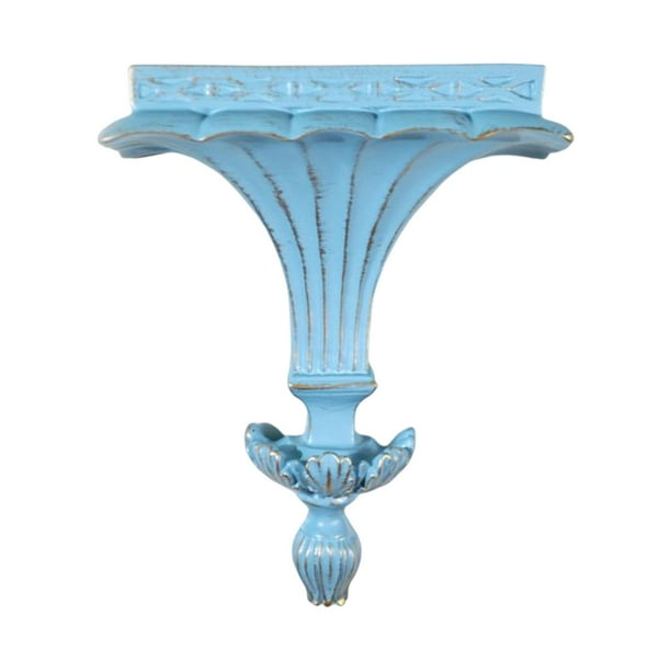 Estantes flotantes de pared europeos, estantes ornamentados para la entrada y la sala de estar. Azul