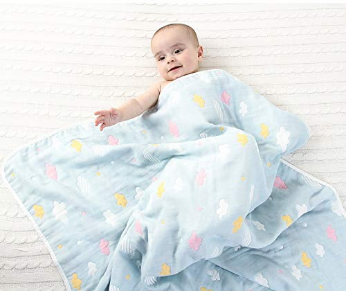 Fish Burpy Clothes For Deep Sleep Soft & Cozy Two Layers Muslin Cotton Baby Swaddle Blanket 40 x 60 inches Stroller Blanket for Unisex Newborn