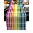 thumbnail image 2 of Colorful Gradient Plaid Cotton Linen Table Runner 13 x 70 inch Ombre Abstract Modern Check Non-slip Rectangular Dining Table Decor for Wedding Party Holiday Dinner, 2 of 8