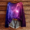 thumbnail image 2 of DHFJKG Long Sleeve Shirts For Women Ribbed Knit Pullover Galaxy Printed Casual Comfortable Crewneck Loose Fit Tunic Carnival Soft Home Clothes, 2 of 5