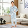 thumbnail image 3 of joogoo Cherry Blossom Blue Unisex Adults Onesies Pajamas Jumpsuits L, 3 of 7