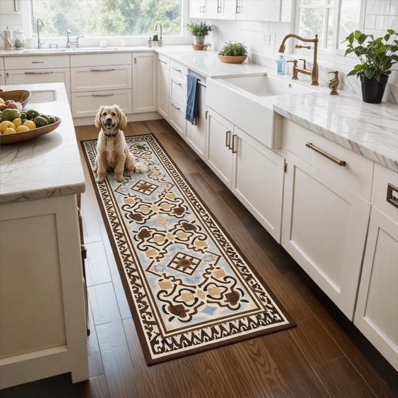 TECHVIDA 2'x6' Hallway Runner Rugs,Non Slip Machine Washable Rugs for Hallway Kitchen,Dark Brown