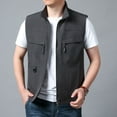 thumbnail image 3 of Krdevn Men Jacket Vest Overalls Vest Pocket Outdoor Casual Plain Slim Comfortable Jacket,Tank Tops Men,3XL, 3 of 5