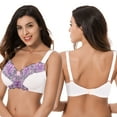 thumbnail image 6 of Curve Muse Women's Plus Size Minimizer Wireless Unlined Bra with Embroidery Lace-2Pack-BUTTERMILK,ORCHID TINT-42D, 6 of 7
