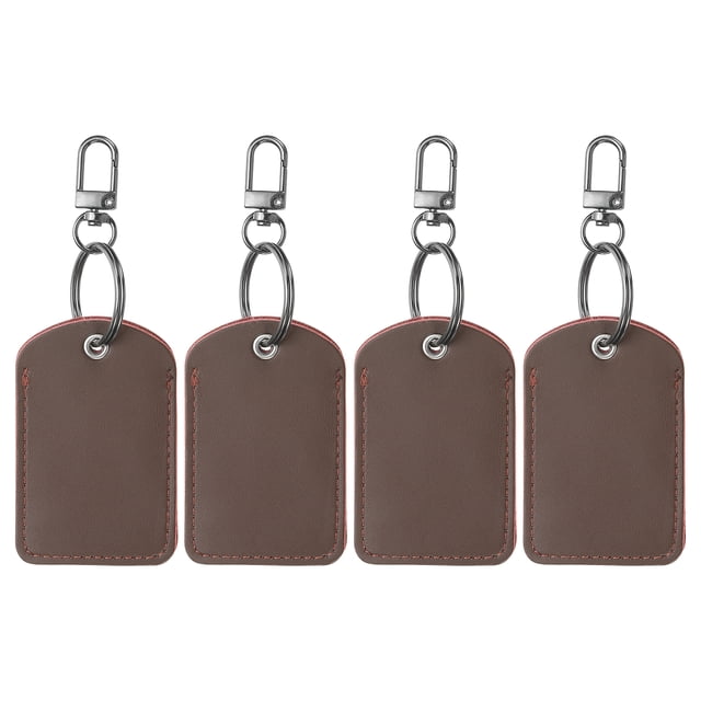 Unique Bargains Leather Key Fob, 4 Pack Genuine Leather Key Fobs DIY Keychain Holder for Home Office Keys, Brown