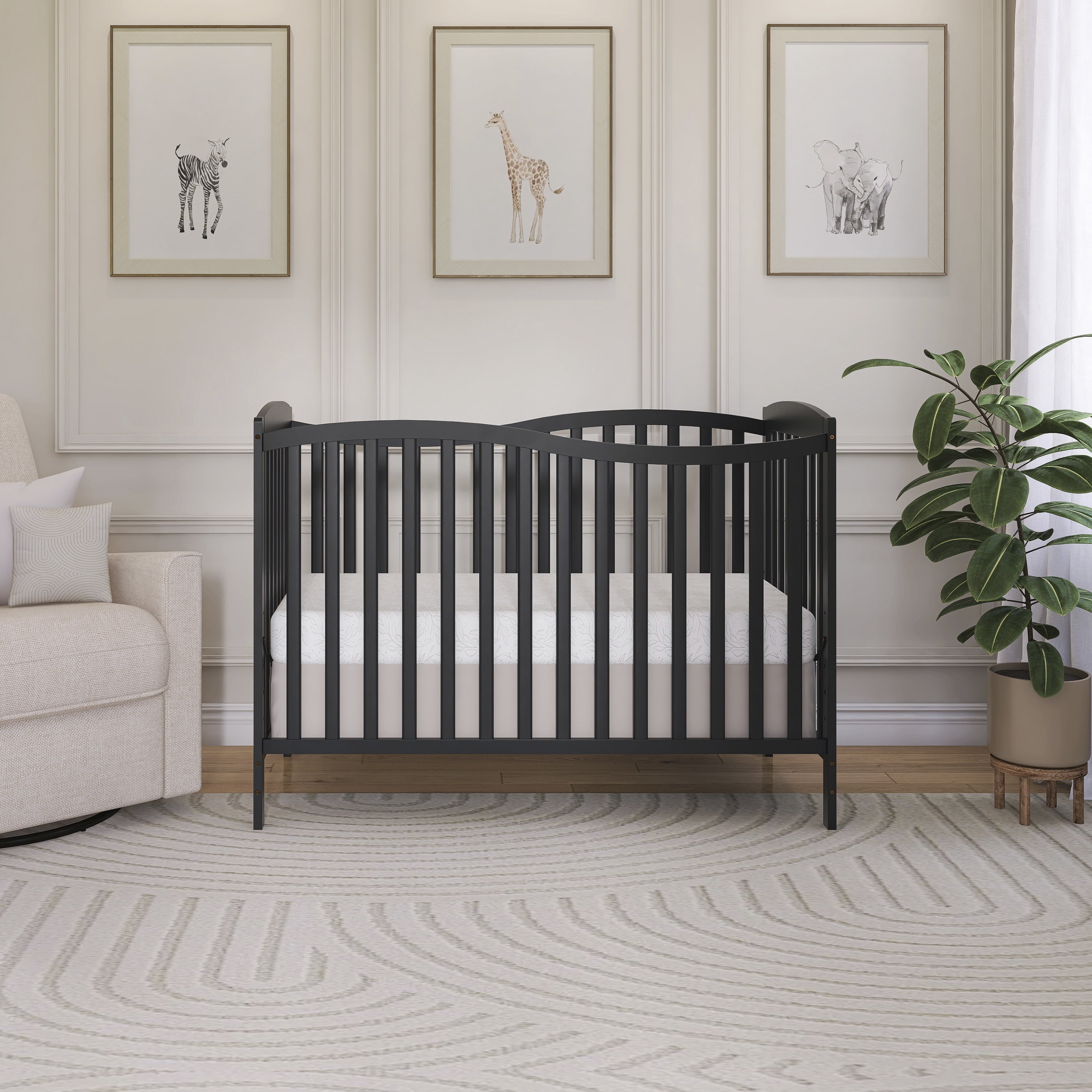 Dream On Me Chelsea 5-in-1 Convertible Crib, JPMA Certified, Black