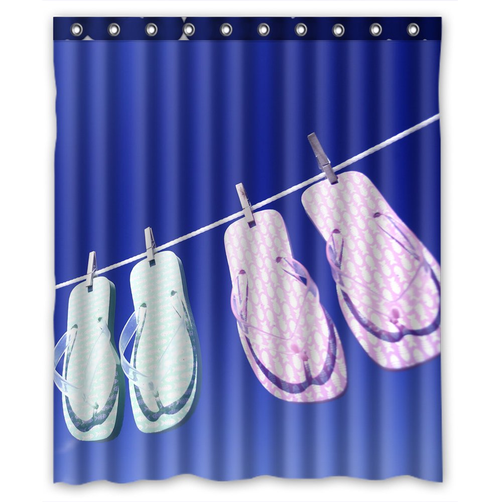 ZKGK Beach Flip Flops Waterproof Shower Curtain Bathroom Decor Sets