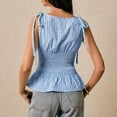 thumbnail image 4 of Y2k Plaid Smocked Peplum Tops for Women Tie Shoulder Sleeveless Ruffle Hem Flowy Tank Top Trendy Going Out Summer Top Blue S, 4 of 6