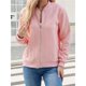 thumbnail image 5 of Suéter Tipo Cárdigan con Cremallera para Mujer, Sudadera con Capucha, Chaqueta de Larga, Conjuntos de Cuello Redondo, Abrigo Informal. Rosa XL, 5 of 10