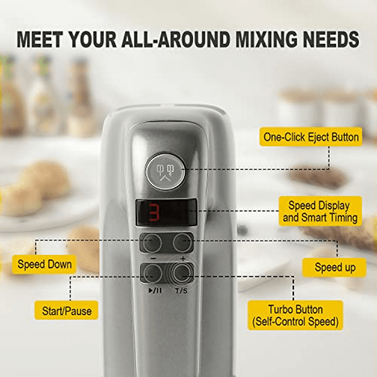 Rechargeable Cordless Hand Mixer Electric - 7 Speed Electric Handheld Mixer  with Storage Base, Digital Screen, 4 Stainless Steel Accessories for Easy