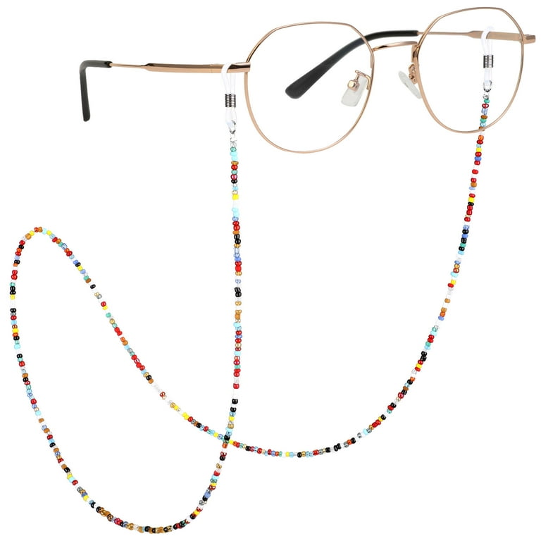 2pcs Eyeglass Chains Colorful Beads Sunglasses Retainer NecklaceStrap Eyewear Lanyard Beaded Chains, Size: Medium