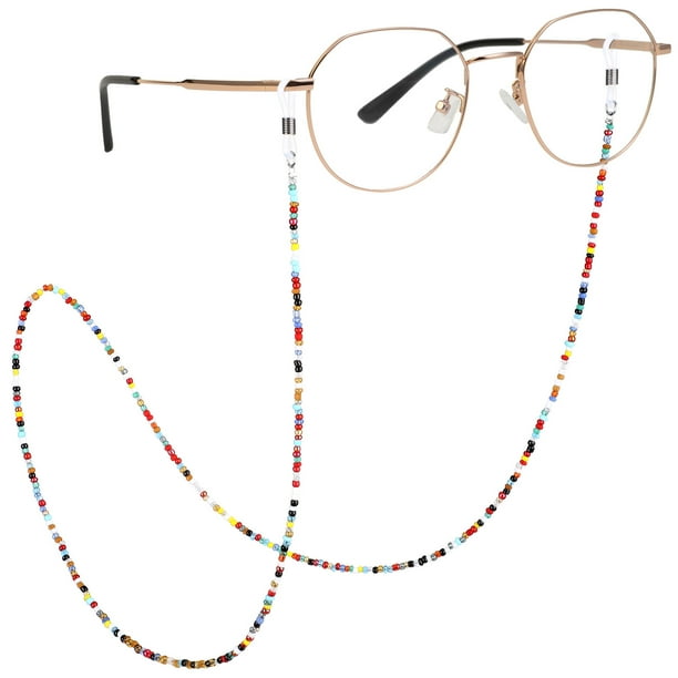 2 piezas Cadenas de anteojos de lentes de gafas coloridas Gafas de sol Retenedor Collar Cabillo de gafas Lanyard Cadenas de cuentas