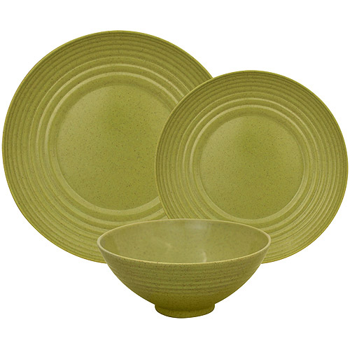 Gourmet Home Products Ribbed Bamboo Melamine 12Piece Dinnerware Set