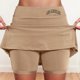 thumbnail image 2 of Falda culotte de talle medio para mujer: cintura elástica, bolsillos laterales, diseño fluido en capas, falda estampada informal para el verano., 2 of 5