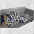 thumbnail image 6 of Blue Soft Flannel Fleece Throw Blanket, Refracted Waves Pattern in Abstract Style Distortion Effect Psychedelic Design, Cozy Plush for Indoor and Outdoor Use, 60" x 80", Pink Blue Beige, by Ambesonne, 6 of 6