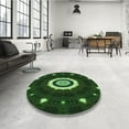 thumbnail image 4 of Ahgly Company Machine Washable Indoor Round Transitional Dark Lime Green Area Rugs, 8' Round, 4 of 7