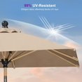 thumbnail image 3 of PURPLE LEAF 6' x 9' Patio Umbrella with Base Market Umbrella Rectangular Outdoor Umbrella with Push Button Tilt & Crank and 8 Ribs Aluminum Table Umbrella for Pool Backyard Beach, Taupe, 3 of 7