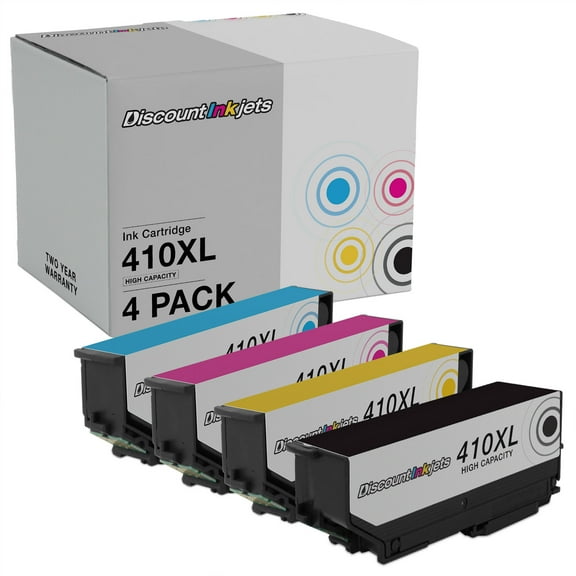 DI Ink Cartridges for Epson 410XL HY (Black, Cyan, Magenta, Yellow, 4-pack) Compatible with Expression: Premium XP-7100, XP-530, XP-630, XP-635, XP-640, XP-830