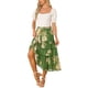 thumbnail image 2 of Falda Floral Chic de Mujer con Cintura Alta Elástica y Longitud hasta el Tobillo en Chiffon Silueta en A L Verde Oscuro, 2 of 6