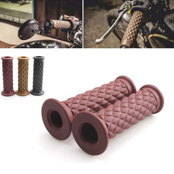 Empuñaduras de manillar de moto StarknightMT Vintage Rubber Brown