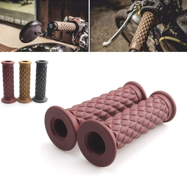 Empuñaduras de manillar de moto StarknightMT Vintage Rubber Brown