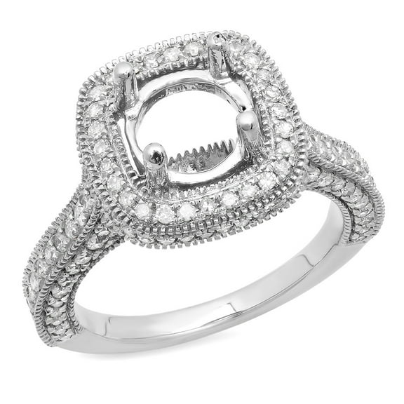 Dazzlingrock Collection 0.90 Carat (ctw) 10K Round White Diamond Bridal Semi Mount Engagement Ring, White Gold, Size 7