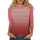 thumbnail image 2 of Fiudx Ofertas de La Semana Top de Cuello Redondo de Manga Corta con Estampado de Rayas Degradado de Color Sólido con Manga 3/4 para Mujer, 2 of 5