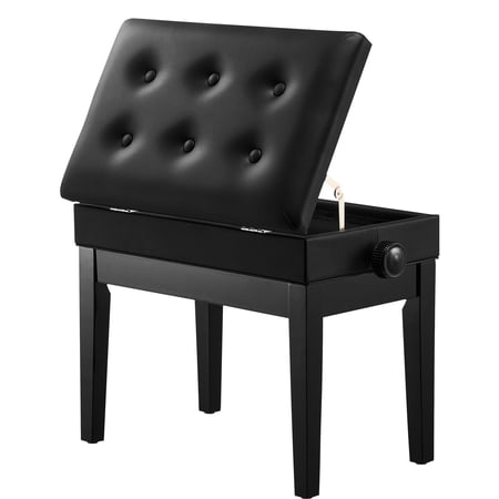 Piano Bench, 22" x 13" x 19.3", Keyboard Piano Chair with 19.3"-22.8" Adjustable Height, Padded Cushion, Storage Compartment for Music Books, Wooden Piano Stool Seat, for Vanity, Living Room
