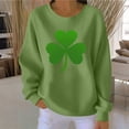 thumbnail image 2 of Maqroz Women's St Patricks Day Ribbed Sweater Simple Green Shamrock Graphic Pullover Casual Long Sleeve Top for Classic Festive Look Green,M, 2 of 5