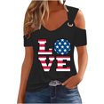 thumbnail image 1 of Tops de Hombro Frío para las Mujeres Día de la Independencia Impreso Fuera Del Hombro Blusa con Cuello en V, Fuera Del Hombro de las Mujeres, 1 of 3