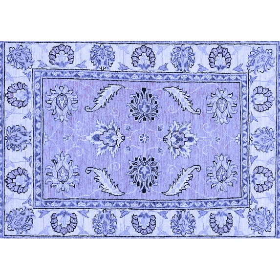 Ahgly Company Machine Washable Indoor Rectangle Abstract Blue Modern Area Rugs, 8' x 10'