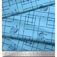 thumbnail image 3 of Soimoi Blue Cotton Duck Fabric Leaves & Geometric Print Sewing Fabric Yard 56 Inch Wide, 3 of 3