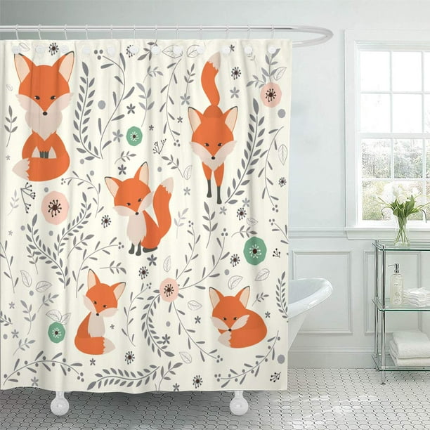 YUSDECOR Fox Lovely Seamless Pattern Cute Foxes and Flowers