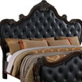 thumbnail image 3 of Venta King Bed, Brown Frame, Black Button Tufted Faux Leather Upholstery, 3 of 5